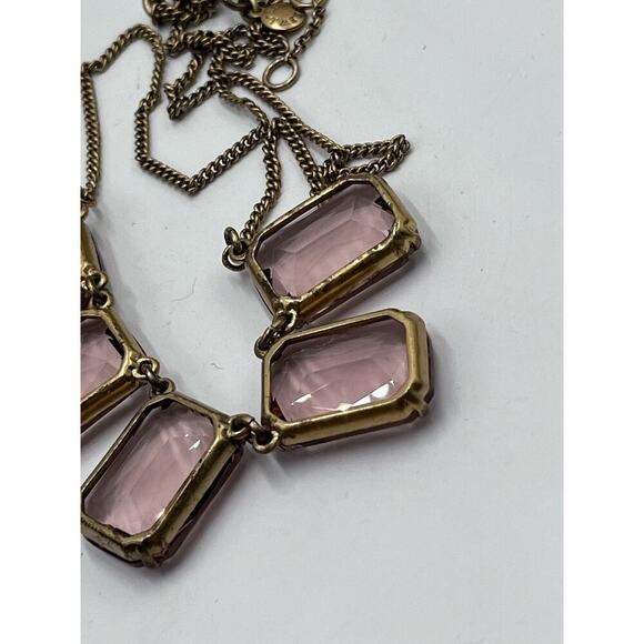 J. Crew Dusty Pink Rhinestone Ice Cube Gold Tone Necklace - Picture 10 of 13